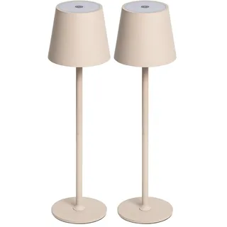 Idena 50152 - LED Tischlampe Touch, dimmbare Nachttischlampe mit USB-C, für Außen und Innen, höhenverstellbare Tischleuchte in Beige (Packung mit 2)