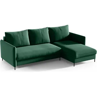 GUTTO Ecksofa BELLISSIMA Schlafsofa Gruen mit Schlaffunktion Sofa Velour Samt mit Bettkasten und Stauraum - Grün