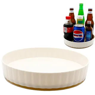 Drehteller Organizer, 21cm Durchmesser Kühlschrank Drehplatte, 360° Drehbares Gewürzregal, Kunststoff Drehtablett für Küche Gewürze Dresser Kosmetik (Weiß)