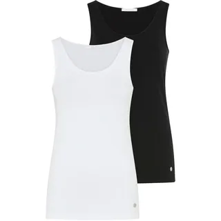 TAMARIS Tanktop 2er-Pack, figurbetonte Passform, unifarben, hüftbedeckende Länge, schwarz-weiß