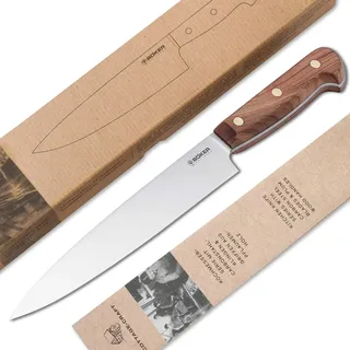BÖKER SOLINGEN® Cottage-Craft -handgemachtes Fleischmesser mit Holzgriff - extra scharfes Schinkenmesser mit Holzgriff - in edler Geschenkbox, 32.8, Braun