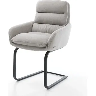 DELIFE Freischwinger Abelia-Flex mit Armlehnen Stripes Hellgrau Freischwinger flach Schwarz - Hellgrau, Grau