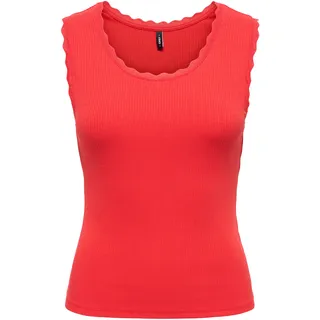 Tanktop ONLY "ONLLUNI S/L TANK TOP CS JRS", Damen, Gr. L, high risk rot, Jersey, Obermaterial: 57% Baumwolle, 38% Polyester, 5% Elasthan, unifarben, regular fit normal, Rundhals, Tops Tanktop, Baumwollmischung, regular fit, Rundhals
