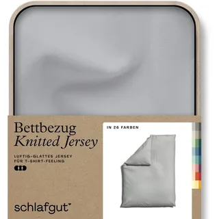 schlafgut Knitted Jersey uni, aus Bio-Baumwolle mit Elasthan, Reißverschluss«, (1 St.), bügelfrei, Mix & Match Bettwäsche: passender Kissenbezug erhältlich Schlafgut Grey Light B/L: 135-140 cm x 200 cm