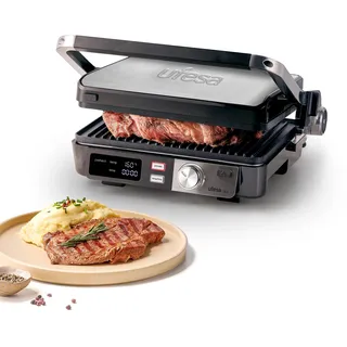 Ufesa Elektrogrill K2 2000W – Sandwichmaker, Elektrische Kochplatte und Grill, 180o Öffnung, LED-Anzeige, Temperaturregelung, Höhenverstellbare Oberplatte, Antihaftplatten