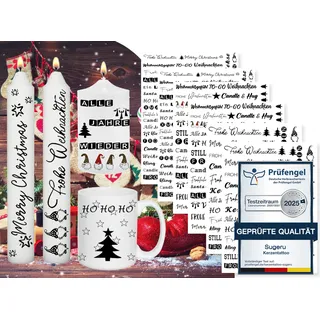 Sugeru 6 PCS Kerzentattoos Weihnachten (200+ Muster),Wassertransferdruck | DIY asserschiebefolie Kerzen | Kerzenaufkleber Weihnachts Sticker | Kerzen Dekorieren | Ostern,Adventskerze (Weihnachten C)