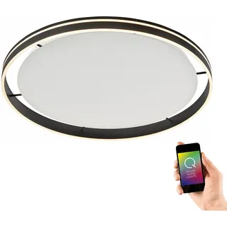 Selltec LED Deckenleuchte rund Ø 79cm Q-Vito CCT-Lichttemperaturwechsel, dimmbar Fernbedienung anthrazit Wohnzimmer, Esszimmer, Schlafzimmer 8418-13, 8418-55 - Grau