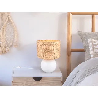 Große Skandinavische LED Tischlampe Boho Style mit Lampenschirm Natur, Höhe 40cm