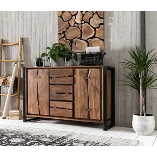 Sideboard SIT "Live Edge", beige (natur), B:140cm H:90cm T:40cm, Massivholz, Metall, Sideboards, Sideboard, aus Akazienholz, markante Baumkanten in der Front, in zwei Breiten