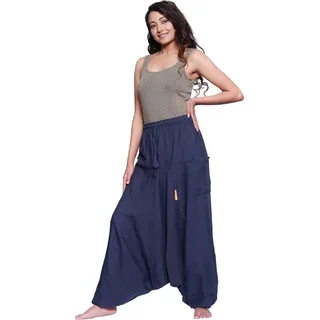 Haremshose Pumphose Aladinhose Pluderhose Yoga Goa Sarouel Baggy Freizeithose Singharaja Damen, blau - Blau