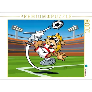 CALVENDO Puzzle Fussball Löwe! 2000 Teile Puzzle quer | 2000 Teile Lege-Größe 90x67cm Foto-Puzzle für glückliche Stunden