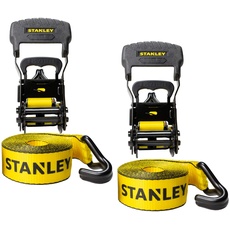 STANLEY S1007 Spanngurte mit Ratsche, 3,8 cm x 40,6 cm, sichere Arbeitslast, 1,5 kg Bruchfestigkeit, 2 Stück