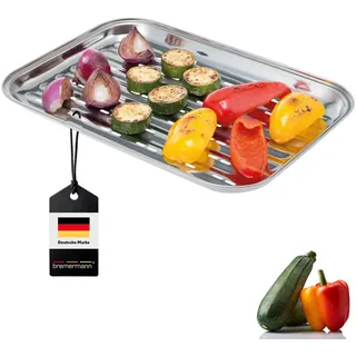 bremermann Grillschale, silber, Metall , Edelstahlfarben , 24.5x2.5x35 cm , Grills, Grillzubehör