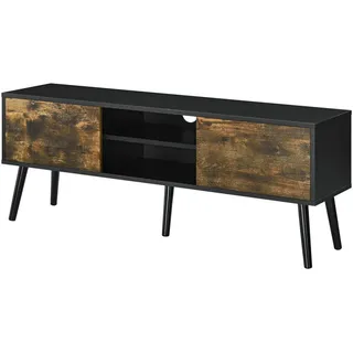 [en.casa] Lowboard Eskilstuna mit Schranktüren und 2 Ablagen Schwarz/Dunkler Holzton