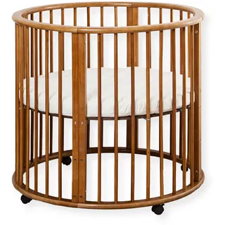 Buxibo – Babybox – Runde Spielbox aus Holz – Laufstall – Inkl. Matratze – 91x91x85 cm – Braun