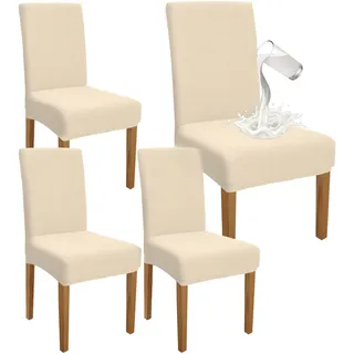 Granbest Premium Wasserdicht Esszimmer Stuhl Abdeckungen Satz Von 4, Stretch Hohen Zurück Stuhlhussen Slipcover Für Esszimmer, Abnehmbaren Stuhl Schutz Für Bankett, Küche, Party (4er Set, Beige)