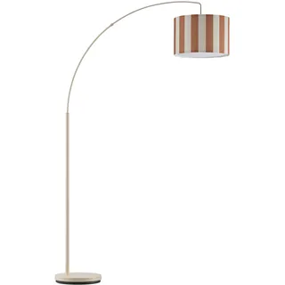 OTTO HOME Stehlampe "Stellan", braun, beige, 1, Ø 36cm H: 180cm, 1 Stk., Leuchten, Bogenlampe Textilschirm Stoff Ø 36cm, E27, Fußschalter, Bogenleuchte, Stehlampe
