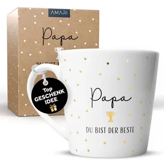 Amari ® Papa Tasse – Kaffeetasse mit Spruch – Geschenkidee für Vater – Vatertagsgeschenk – Becher für Männer – Tasse Bester Papa – Geschenk