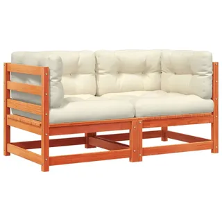 vidaXL Garten-Ecksofas mit Kissen 2 Stk. Wachsbraun Massivholz Kiefer - Braun