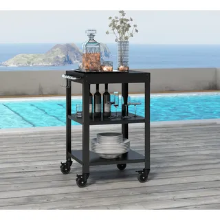 Outdoor Servierwagen 'Bolognano' Stahl 81 x 50 x 50 cm Schwarz matt - Schwarz