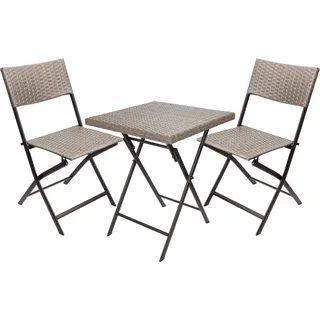 BRUBAKER Balkonset Toskana - Wetterfest klappbar und platzsparend - Poly Rattan Balkonmöbel Set - Sitzgruppe für Balkon, Tisch und 2 Stühle
