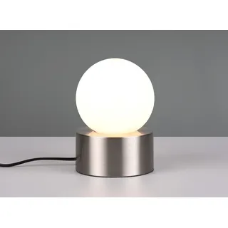 LED Tischlampe Nachttischlampe Fensterbank Touch Lampenschirm Glas Weiß Ø 12cm - Schwarz