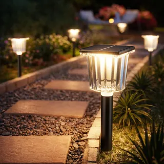 BITPOTT Solarlampen für Außen Garten,4 Stücke Longlife Solarleuchten Garten Winterfest,IP65 Wassserdicht,Lang Anhaltende Helligkeit Gartenleuchte Solar Außen für Wege,Balkon Terrase Outdoor