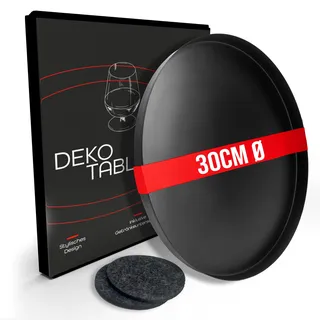 DREIBERG® Dekotablett | Ø 30 cm | Deko Tablett schwarz | Tablett schwarz rund