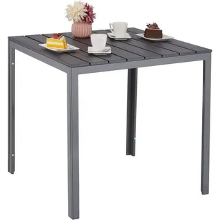 Quadratischer Gartentisch in Holzoptik - Grau