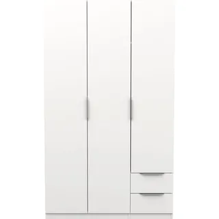 Demeyere Armoire Dressing Avec Penderie Moderne 3 Portes 2 Tiroirs 4 Niches – Coloris Blanc Mat - 119,4 x 51,1 x 203 cm