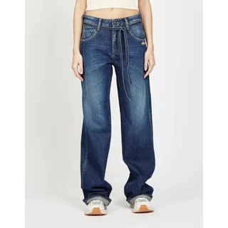 Loose-fit-Jeans GANG "94CLAIRE", Damen, Gr. 34, N-Gr, blau (easy jeans), Denim/Jeans, Obermaterial: 100% Baumwolle, lang, Jeans Loose-fit-Jeans, mit Bindegürtel und Naht am Oberschenkel, Baggy Fit