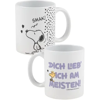 The Peanuts Snoopy Tasse - Dich lieb ich am meisten Kaffeetasse Becher Kaffeebecher aus Keramik Weiß 320 ml