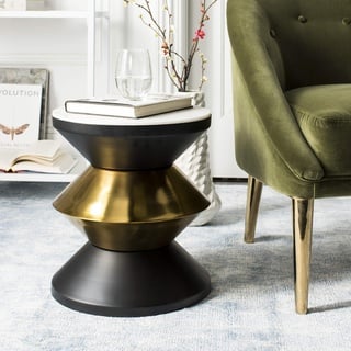 SAFAVIEH Modern Accent Table with Wooden , in Black and Gold, 36 X 36 X 40.64