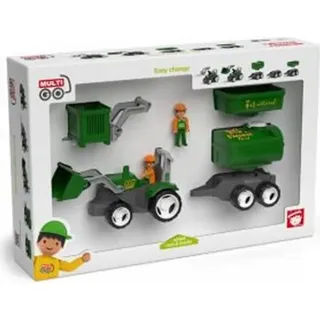 Multigo Bauernhof Traktor-Set 4in1 mit Anhänger Frontlader Figur Tankwagen +3J