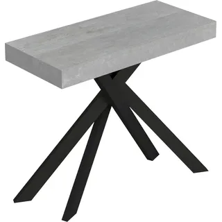 Ausziehbare Konsole 90x40/196 cm Saki Premium Kleine Betonbeine in Anthrazit - Grau