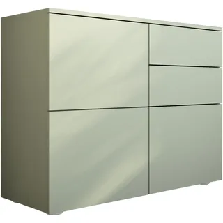 Kommode BORCHARDT MÖBEL "Rova, modern, grifflos, praktisch, 3 Türen", salbei, B:93cm H:72cm T:35cm, Holzwerkstoff, Sideboards, Kommode, Push-To-Open, verstellbare Einlegeböden, viel Stauraum, Breite 93cm