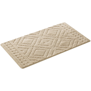 Badematte OTTO HOME "Louvres, Badvorleger, Badezimmer Teppich, Duschvorleger" Gr. 2, beige, H:10mm, Polyester, Badematten, Badematte, Badteppich, Uni Farben, Hoch-Tief Effekt, Boho-Style