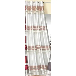 Weckbrodt Vorhang »Lotta« Ösen 1 Stk. tlg. blickdicht mit transparenten Organza-Streifen,glänzend, Gardine, Store, beige
