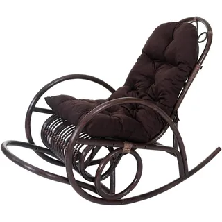 MCW Schaukelstuhl Rattan 58 x 110 x 58 cm Braun mit Kissen
