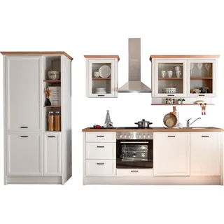 KOCHSTATION Küche »Jasmin« 340 cm breit, wahlweise mit oder ohne E-Geräte, weiß