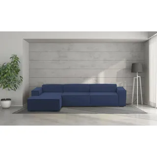 Talamo Italia - Sofa mit Halbinsel Licia, modulares 4-Sitzer-Sofa mit linker Halbinsel, modernes Stoffsofa, 100 % Made in Italy, 340 x 170 x 70 cm, Blau