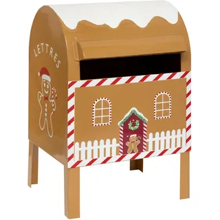 Atmosphera Createur d ́interieur Briefkasten Metall Weihnachtsmann 34 cm , Goldfarben , 16x34x20.5 cm , Dekoration, Weihnachtsdekoration