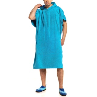 Aquarti Damen Herren Badeponcho Frottee Kapuzenhandtuch Umziehhilfe Surf Poncho mit Kapuze, Farbe: Türkis, Größe: S/M