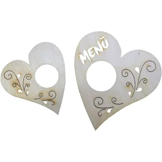 Petra's Bastel News 13-teiliges Tischdekoset aus Holz Herz mit Tribal, 8cm