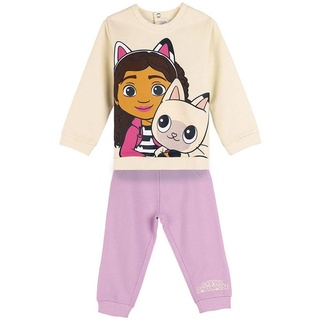 Gabby's Dollhouse Trainingsanzug für Kinder - 2-teiliges Set - Rosa und Beige - 48 Monate - Aus Baumwolle und Polyester - Jogginganzug Inklusive Langarm T-Shirt - Original Produkt in Spanien Designed