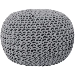 Beliani Pouf Conrad 50/50/35 cm , Grau , Textil , Rund , 50x35x50 cm , Wohnzimmer, Sessel, Hocker & Hockerbänke, Poufs