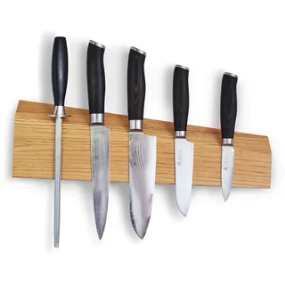 Natuhr® Wand Design Holz Messerhalter Messerblock - Pete - Eiche Magnetleiste Schlüsselbrett