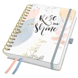 SIGEL 7J608 Spiralkalender 2027 A5, rose, grau, Hardcover, Gummiband, Stiftschlaufe, Einstecktasche, 2 Zeichenbänder, 240 Seiten, vegan, Buchkalender, Terminplaner Taschenkalender Jolie