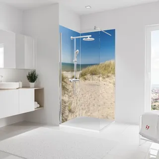 Schulte Duschrückwand Set über Eck, Neue Dünen, 2 x 90x210 cm, Wandverkleidung , Aluminiumverbundplatte, fugenloser Fliesenersatz - Bunt