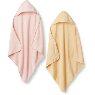 Amazon Essentials x Sofia Grainge Unisex Baby Badetuch Mit Kapuze, 2er-Pack, Blassgelb/Hellrosa, Einheitsgröße